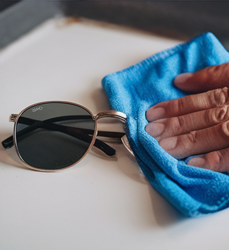 third step of how to clean sunglasses