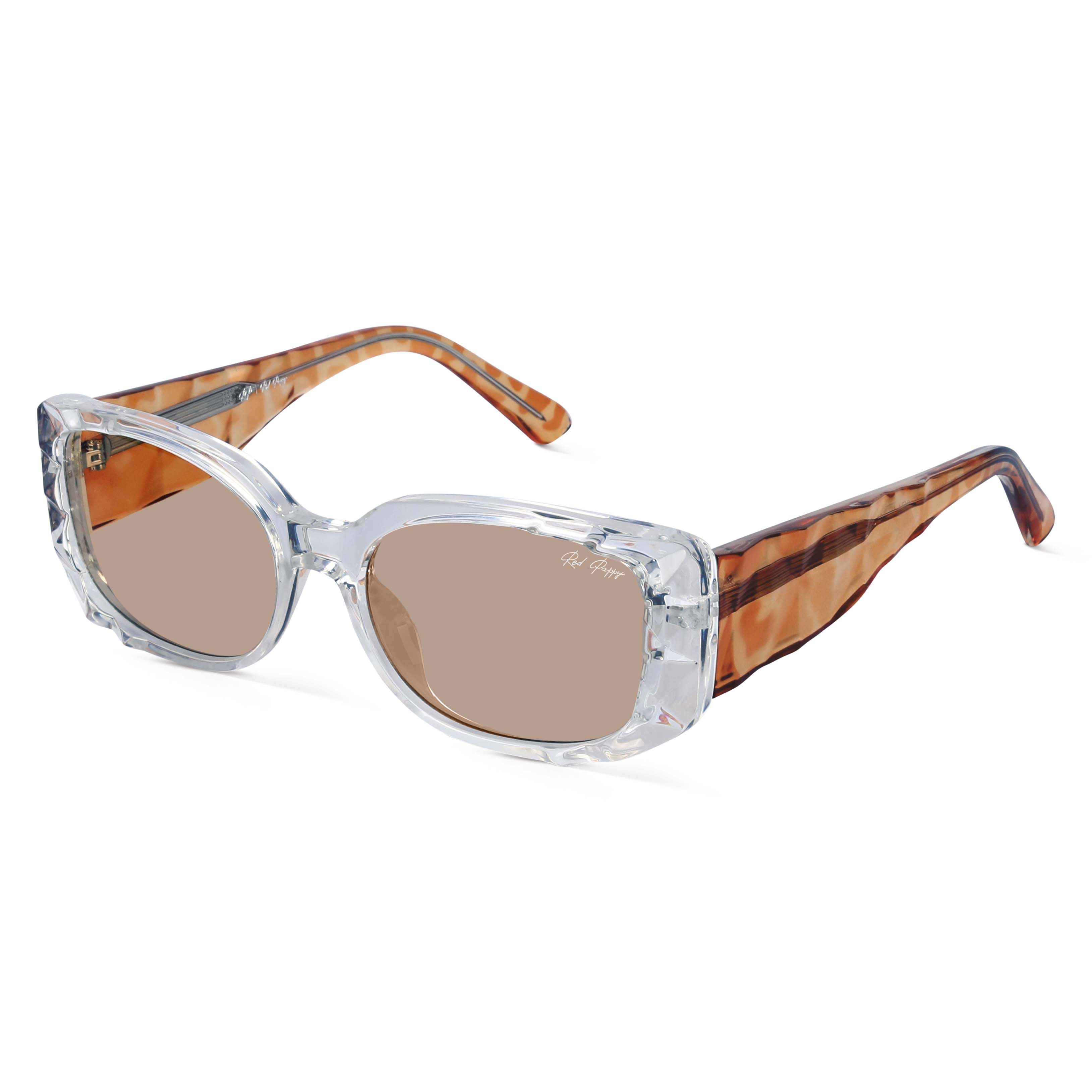 Shop Red Pappy Aetheris Orange Rectangle  Sunglasses