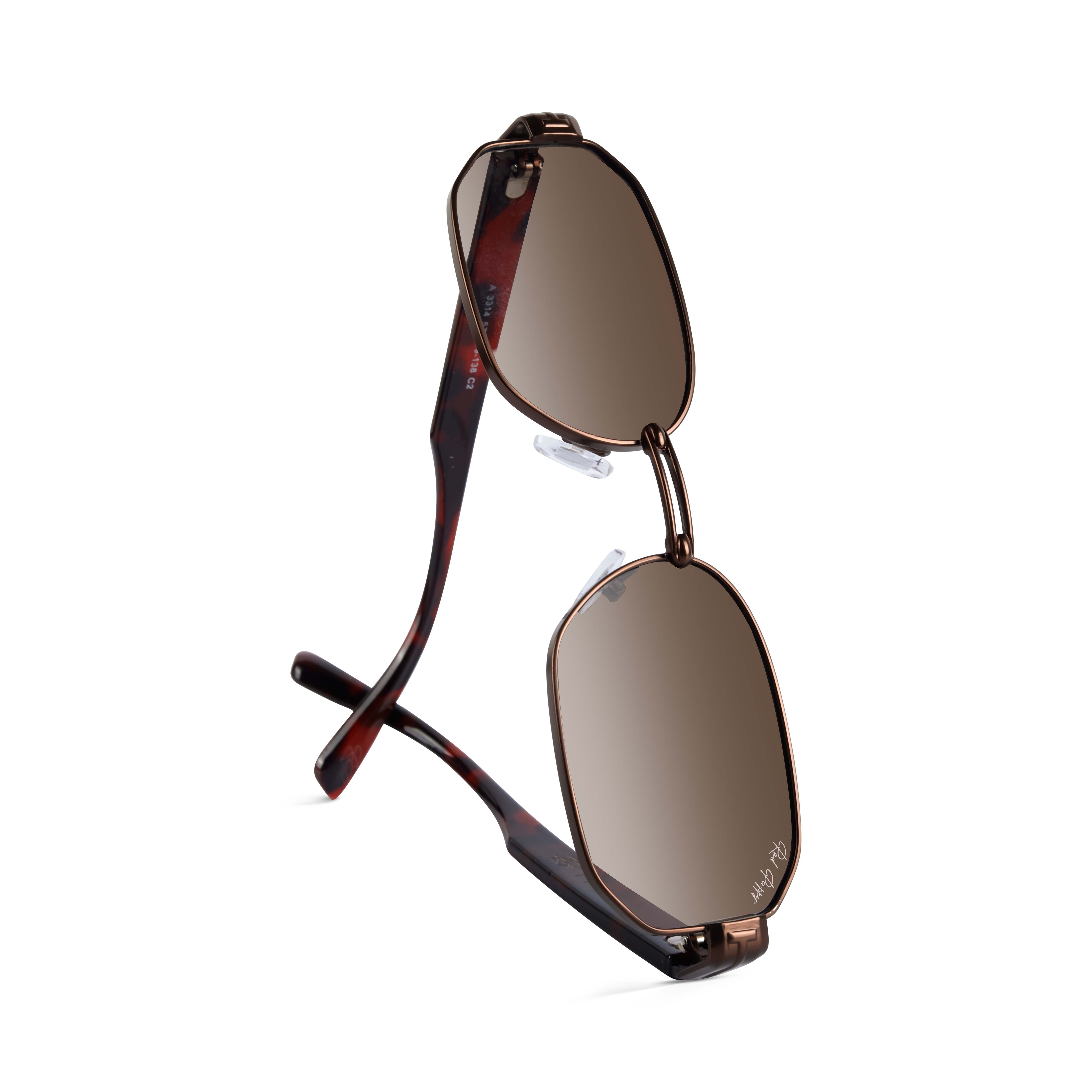 Buy Red Pappy Noctis Brown Rectangle Sunglasses Woggles